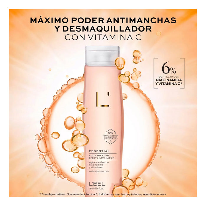 Agua Micelar Desmaquillante Efecto Iluminador 180ml Lbel