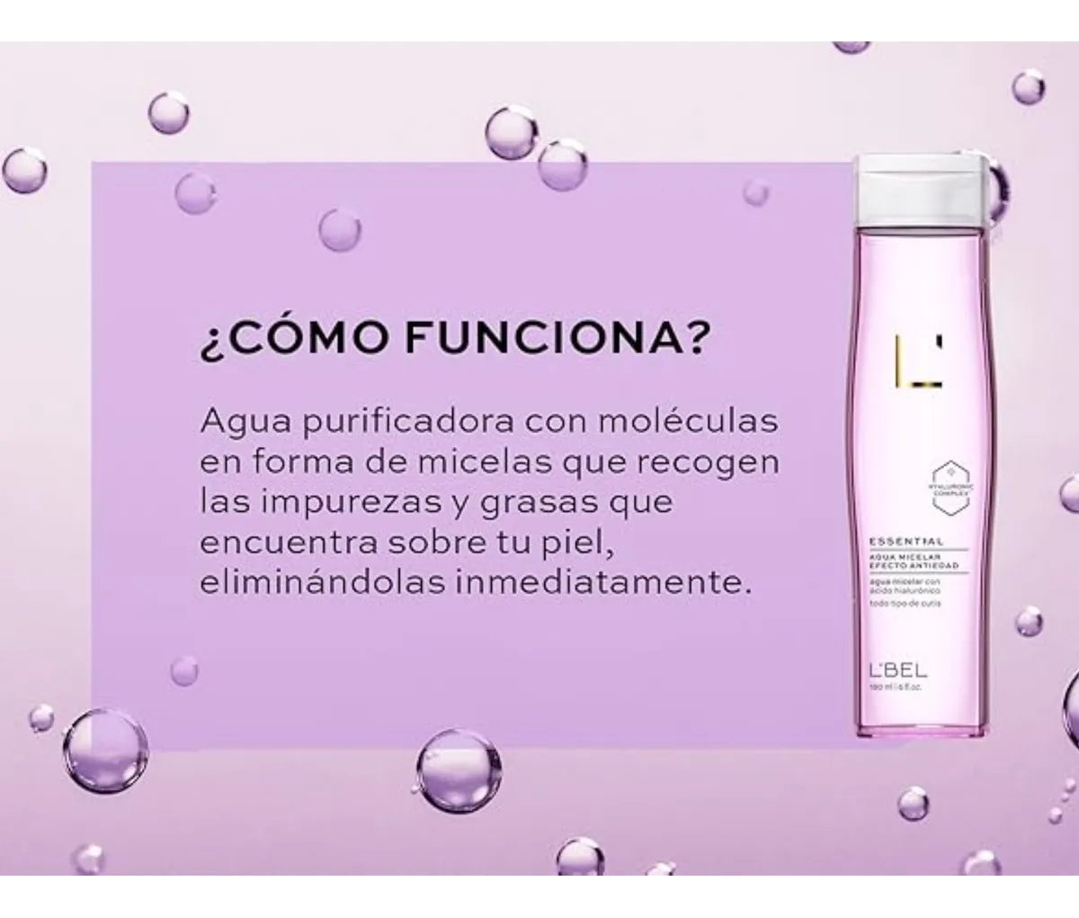 Agua Micelar Efecto Antiedad Acido Hialuronico Lbel 180ml