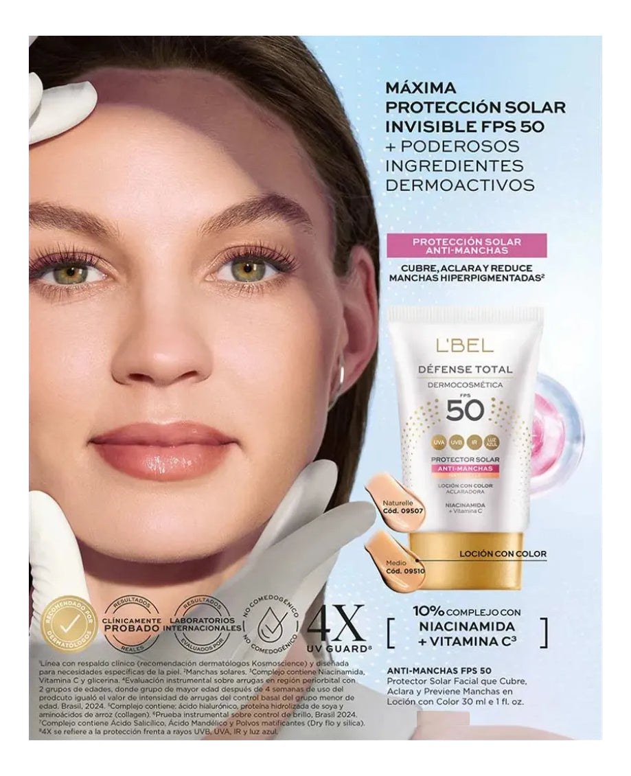 Protector Solar Antimanchas Fps 50 Defense Total Lbel 30ml