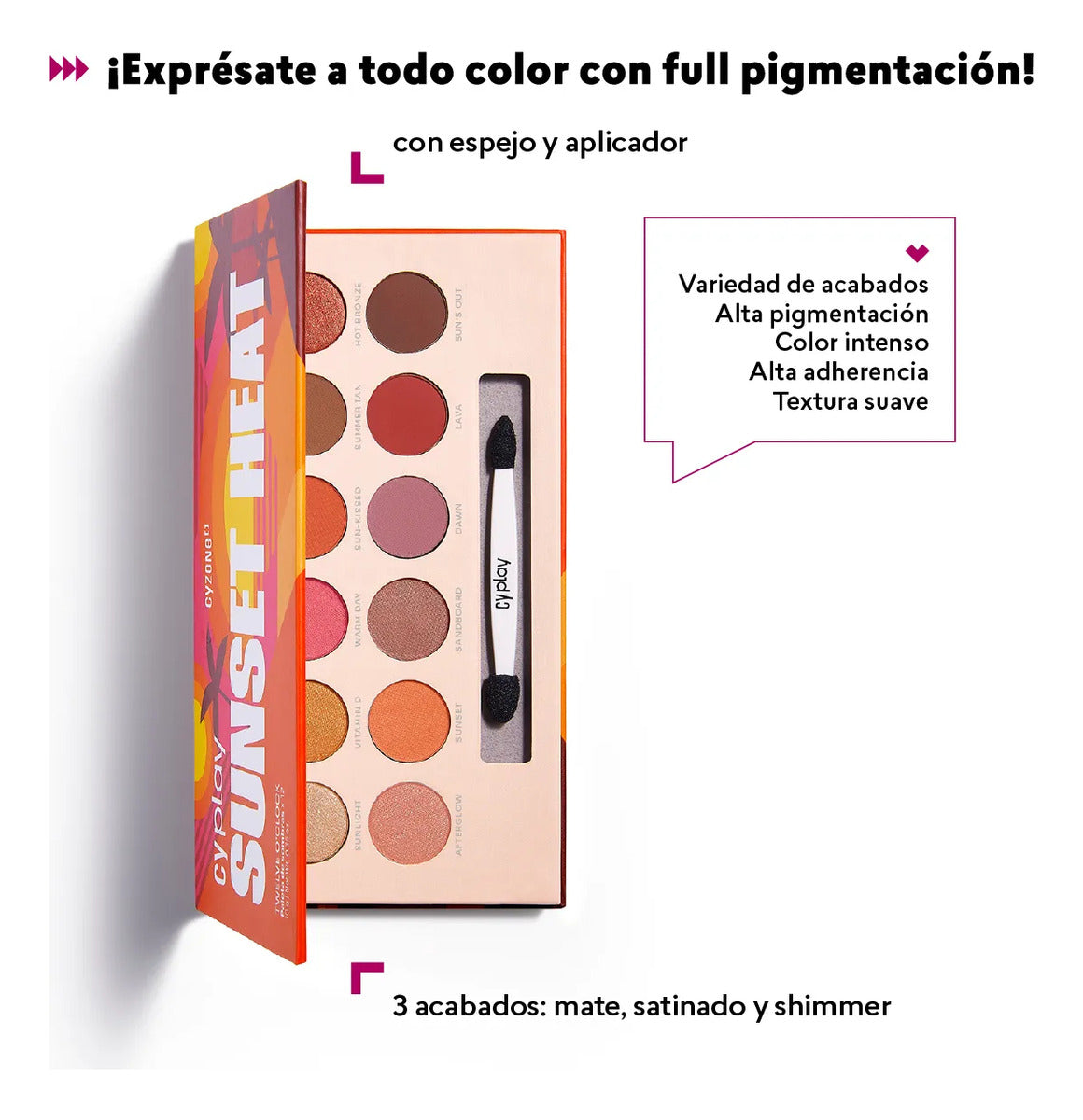 Paleta De Sombra Ojos X12 Sunset Heat Cyzone
