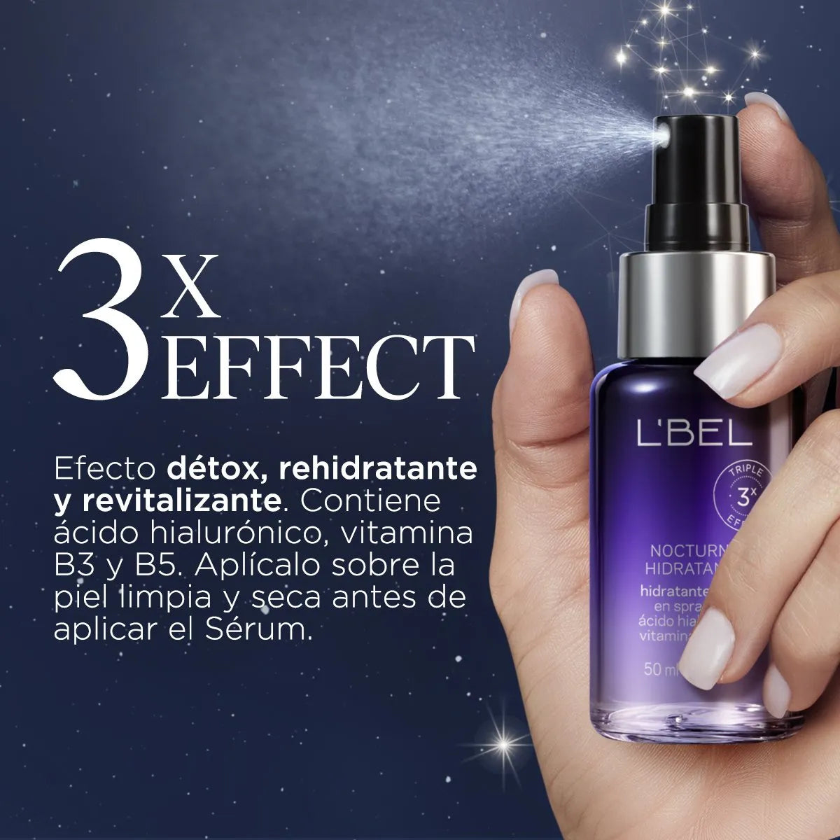 Nocturne Hidratante En Spray Con Hialuronic, B3 Y B5 De Lbel