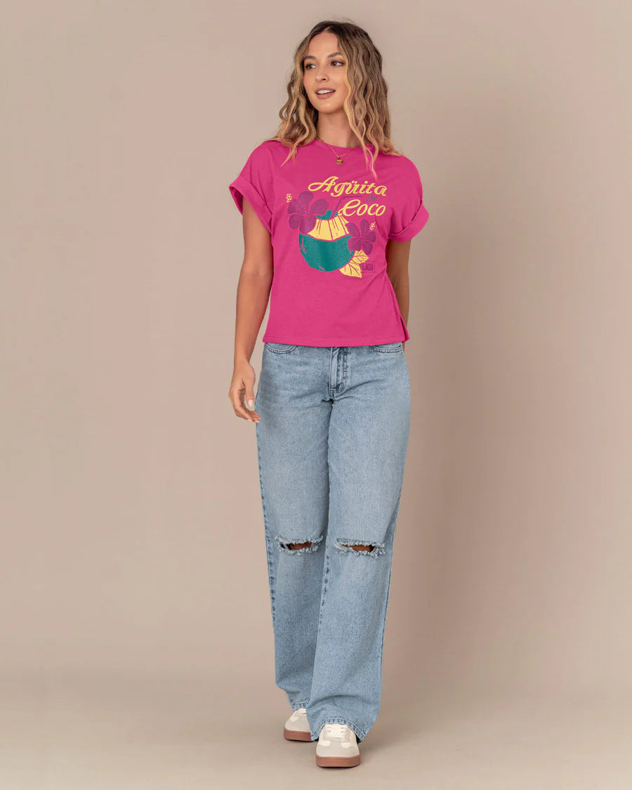 Polera Deportiva Manga Corta Fucsia Para Mujer