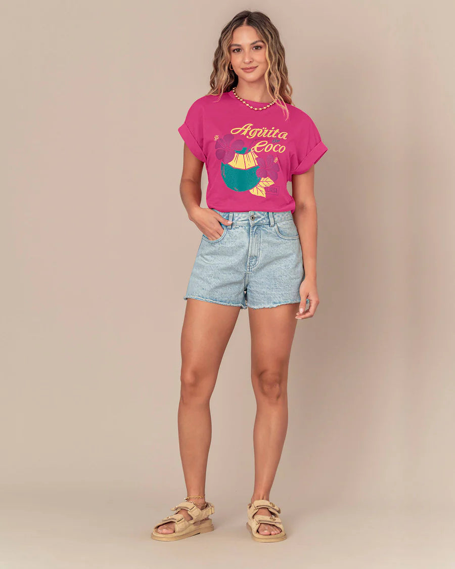 Polera Deportiva Manga Corta Fucsia Para Mujer