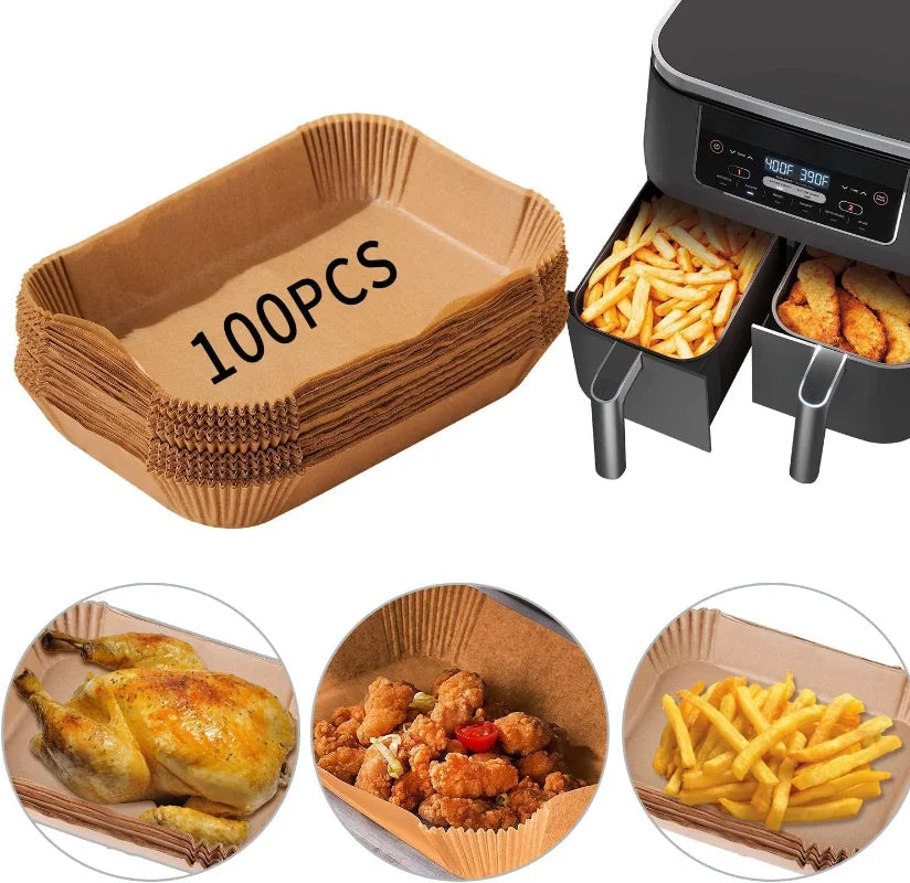 Rectangle Disposable Airfryer Baking Paper Liner Waterproof Oilproof Non-Stick Baking Mat for Ninja Foodi Air Fryer Accessories
