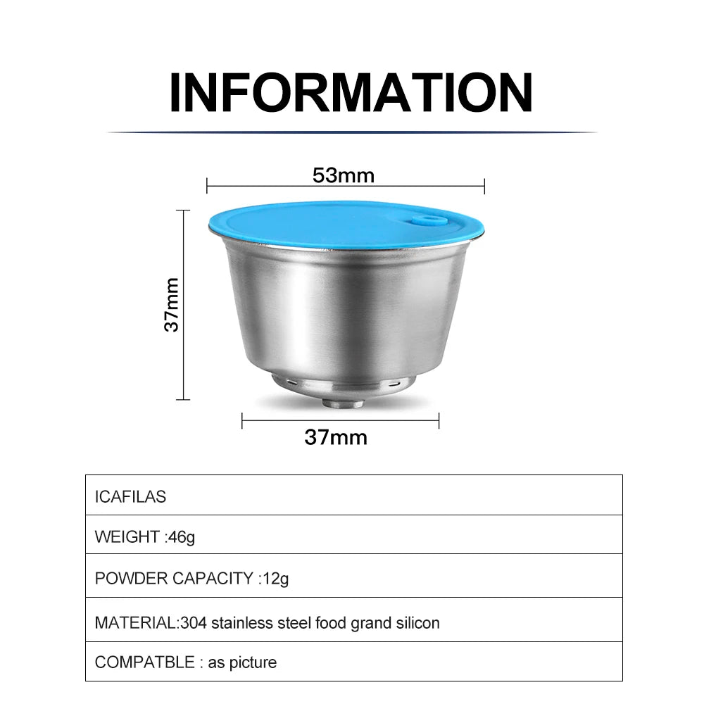 Cápsulas reutilizables Dolce Gusto de icafilas, funda de silicona para cafetera Dolci Gusto, cápsulas de café rellenables de acero inoxidable y plástico