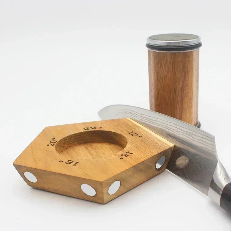 2023 HOT Sell Magnetic Rolling Knife Sharpener Tumbler 15 18 20 21 22 Degree Pentagon Wood DIY Fixed Angle Sharpening Stone