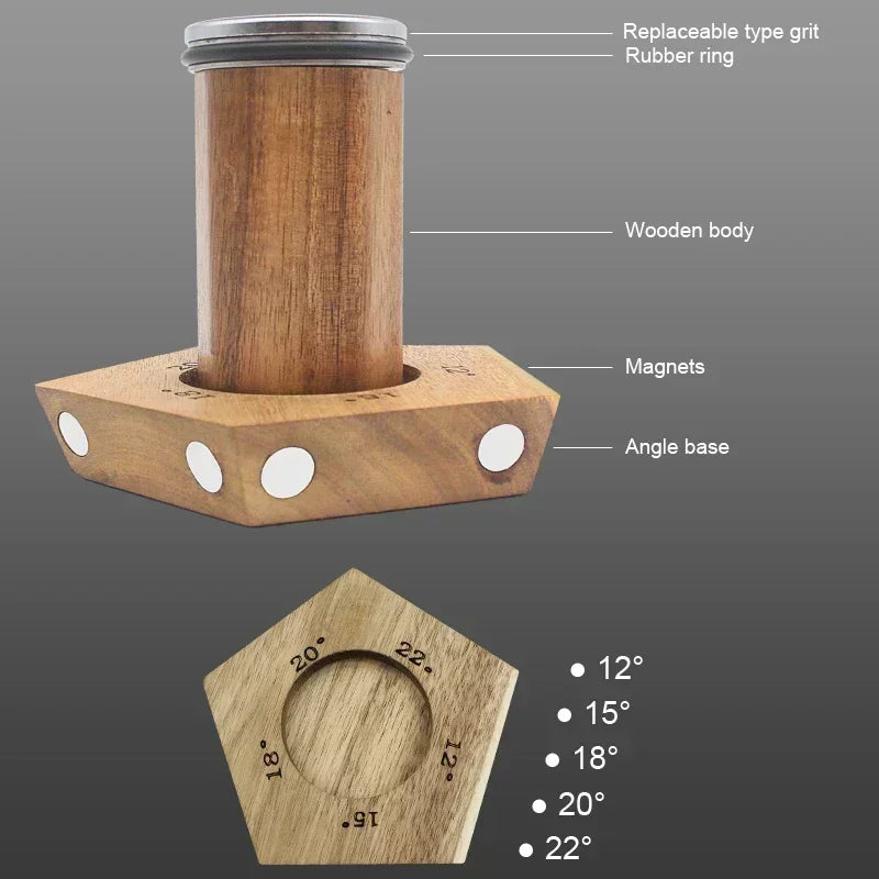 2023 HOT Sell Magnetic Rolling Knife Sharpener Tumbler 15 18 20 21 22 Degree Pentagon Wood DIY Fixed Angle Sharpening Stone
