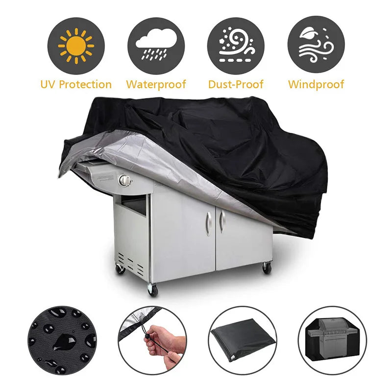 5 Size BBQ Grill Barbeque Cover Anti-Dust Waterproof Weber Heavy Duty Charbroil BBQ Cover Outdoor Rain Protective Barbecue Cover